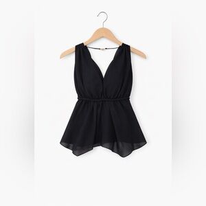 Guess Black Strapless Chiffon Top XS Braided Waist